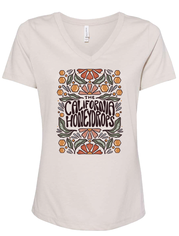 Women's Honey Flower V-Neck Tee (Natural)