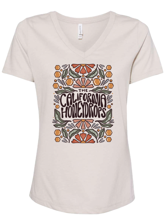 Women's Honey Flower V-Neck Tee (Natural)
